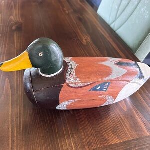 Vintage Wooden Mallard Duck Decoy Decor Collectible Telemania No Phone